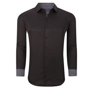 SUSLO COUTURE Mens Wrinkle Free Button Up Shirt, Black, NWT